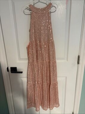 Grace Karin Rose Gold Sequin Girls Dress Silk Ribbons On Sides For 10 Year Old